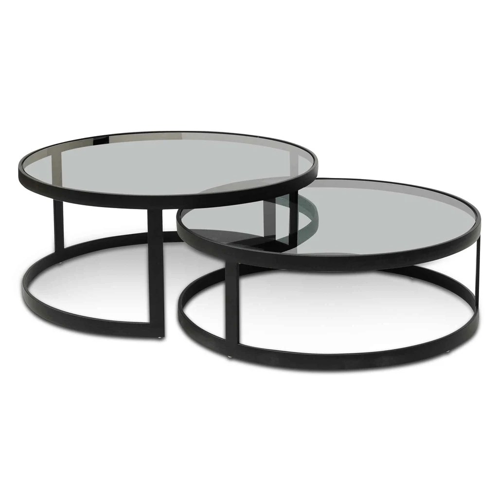 Modern Nested Coffee Table Set Tempered Glass Cocktail Table - Bed Bath ... Glass coffee table with nested trays furniture