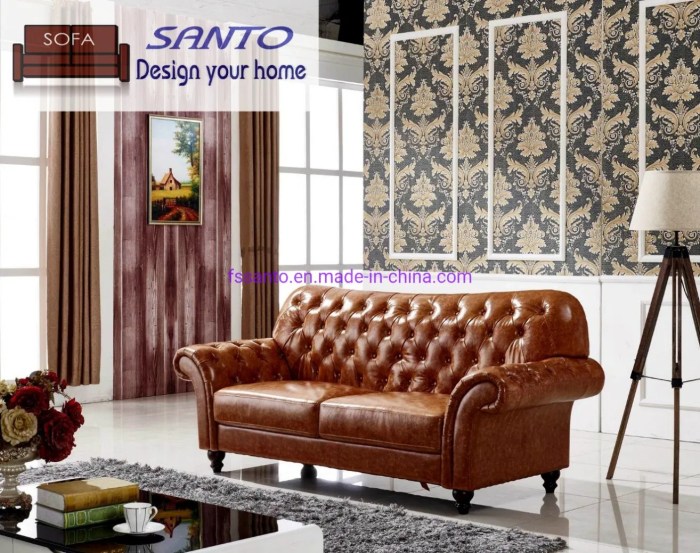 Leather chesterfield sofa furniture set