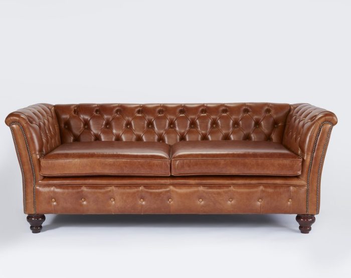 Leather chesterfield sofa furniture set