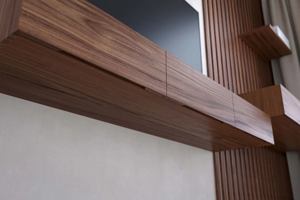 Free Shipping on Mid Century Floating Wood TV Stand Unit in Walnut with ... Floating walnut TV bench furniture