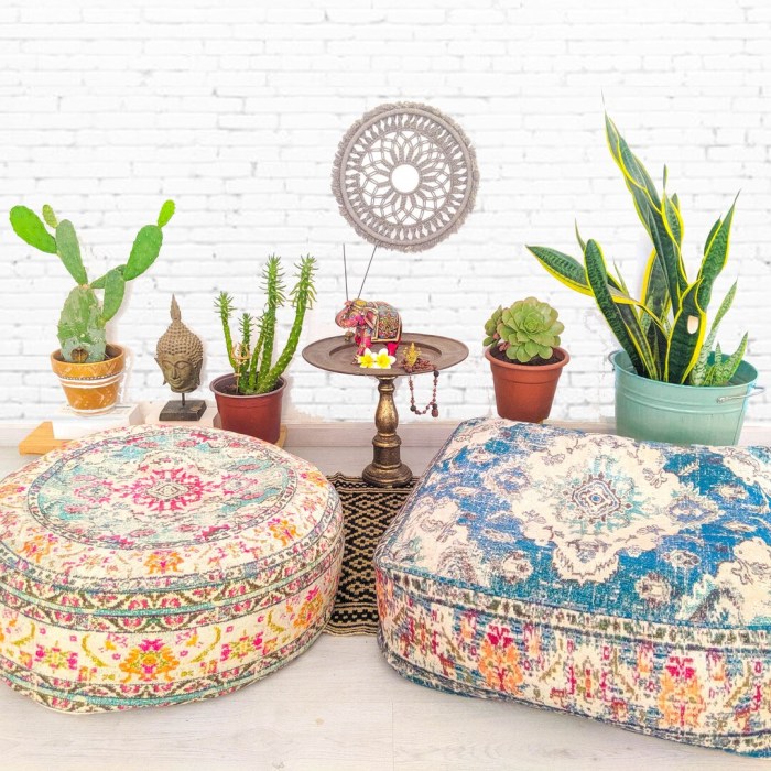 Boho Pouf Cover Set Bohemian Décor Large Floor Cushions Moroccan Throw ... Boho pouf and floor seat furniture